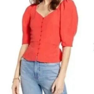 Something Navy Button Through Fitted Top size L